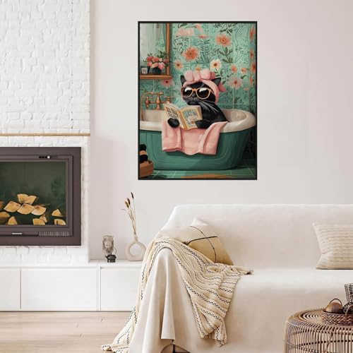 Dugsmgd Cat Diamond Art Kits for Adults, Diamond Painting Kits 12x16in - color: Black Cat