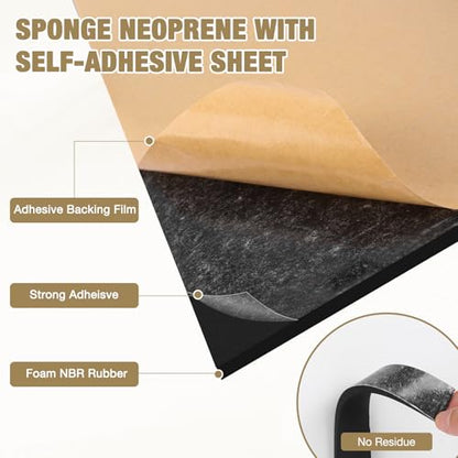 LSGCQ Sponge Neoprene Foam Padding Self Adhesive Foam Sheets, Black | Closed Cell Foam Sheet Neoprene Rubber Pad for DIY Gaskets Shock Pads Liner Crafts, 12" Wide x 1/4" Thick x 59" Long - color: Black, size: 12" Wide x 1/4" Thick x 59" Long