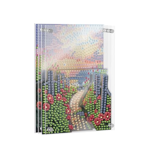 SKRYUIE DIY Acrylayers Diamond Art Kits for Adults, Landscape Multi-Layer Acrylic Diamond Painting Kits, 4-Layered Magnetic Stand-Up Tabletop Decor, Unique Multi-Dimensional Craft Gift 4x6 Inch A4 - color: Colorful-4