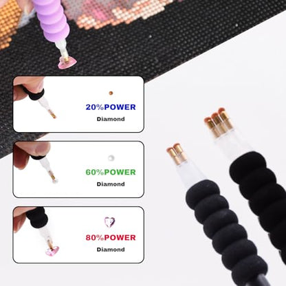 Zellina Electric Diamond Painting Pen, Vacuum Diamond Art Pens Tools and Accessories with Storage Tray, for Setting AB Stones Without Wax, Quiet and Long-Lasting (Purple) - color: Purple