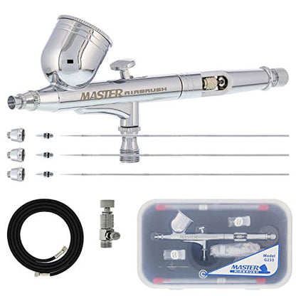 Master Airbrush G233 Performance Pro Airbrush Kit with 3 Nozzle Sets, Hose - size: Hose Included