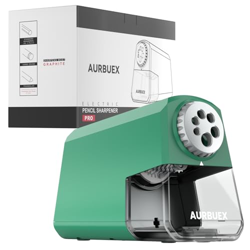 Heavy Duty Electric Pencil Sharpener-6-Hole for 6-12mm Pencils,Auto Start/Stop,Fast 4s Sharpening,Zinc Alloy Blade,10,000+ Sharpenings-Ideal for Classroom,Office & Art Use,Green(S260) - color: Green