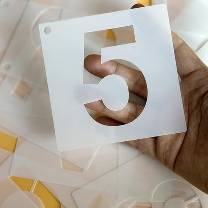 Letter and Number Stencils, 5 Inch, 36 Pieces Reusable Alphabet Templates for Wood, Wall, Fabric, DIY Projects