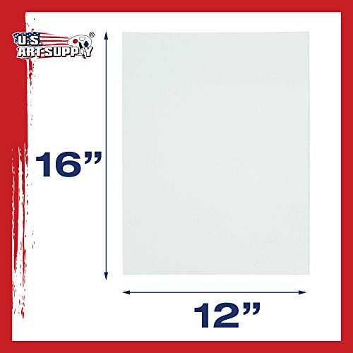 U.S. Art Supply 12 X 16 Inch Art Canvas Board Panels 12 Pack - 8 Ounce Heavyweight Cotton Acid Free Canvases for Painting Acrylics and Watercolor (1 Case of 12 Single Canvas Painting Panels) - size: 12" x 16"