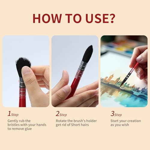 Professional Watercolor Synthetic Squirrel Hair Paint Brushes, Mop Paintbrushes, Art Supplies for Art Painting, Gouache, Fine Detailing, Acrylic, Aquarelle & Oil Painting（11pcs - size: 11 Pcs (Mixed)