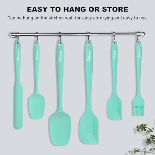 NileHome 6 Pieces Silicone Spatula Set with Silicone Brush,Turquoise - color: Turquoise