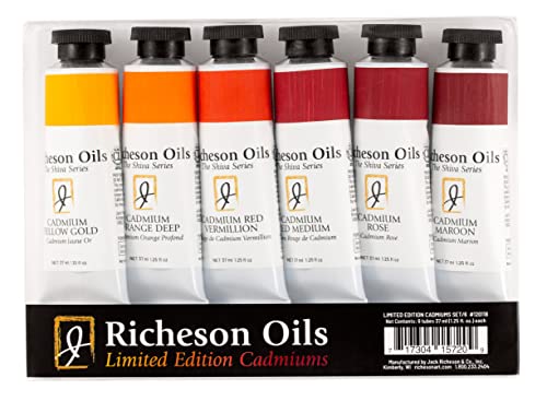Jack Richeson Limited Edition Cadmiums Oil Paint Set | 6 Pack Cadmium Colors in 37ml tubes (1.25 oz) | Oil Paint Set for Adults Looking to Use Artist Oil Paints