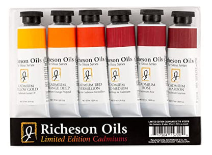 Jack Richeson Limited Edition Cadmiums Oil Paint Set | 6 Pack Cadmium Colors in 37ml tubes (1.25 oz) | Oil Paint Set for Adults Looking to Use Artist Oil Paints