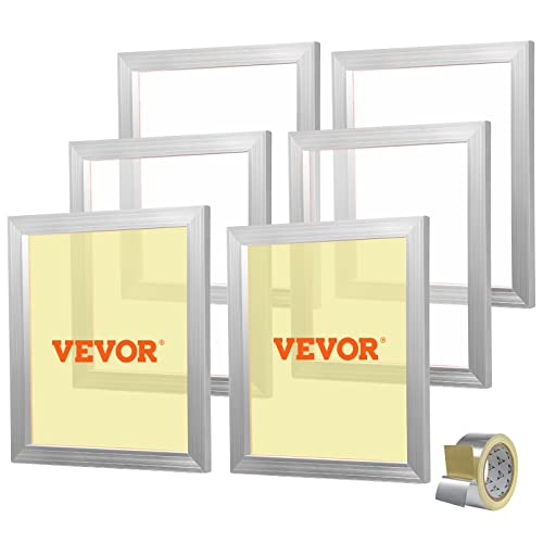 VEVOR Screen Printing Kit, 6 Pieces Aluminum Silk Screen Printing Frames, 18x20inch Silk Screen Printing Frame with 160 Count Mesh, High Tension Nylon Mesh and Sealing Tape for T-Shirts DIY Printing - size: 18x20inch-6