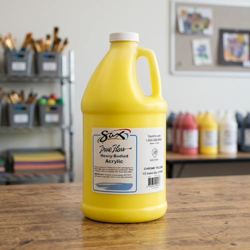 Sax Heavy Body Acrylic Paint for School and Arts and Crafts Use, Chrome Yellow, 1/2 Gallon