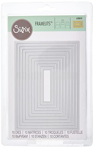 Sizzix Framelits Rectangles 2 Die Set, Pack of 10, Grey - style: Rectangles #2