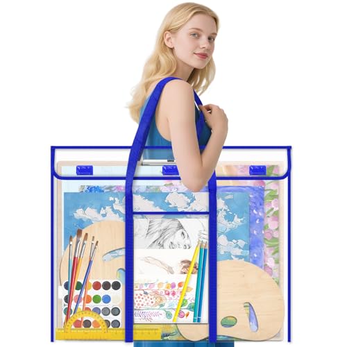 AKAYOK 30 x 24 Inch Art Portfolio Case, Portfolio Folder for Artwork, Posters Storage Bag with Pocket and Handle Waterproof Art Portfolio Bag for Poster, Scrapbook, Keepsake and Bulletin Board - color: 30" x 24"-Transparent