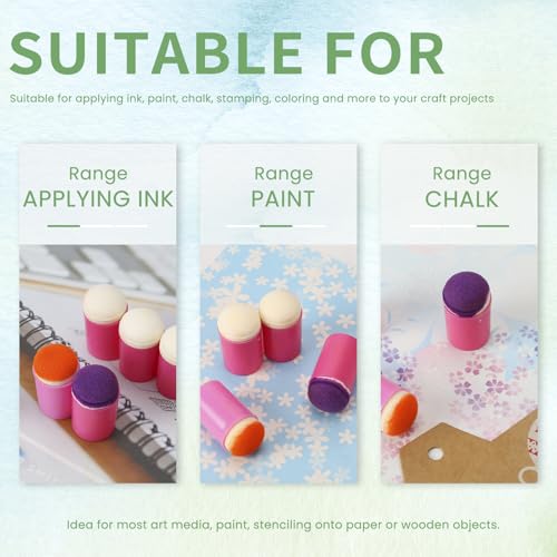 25 Pieces Sponge Daubers W/Storage Case - Handy Finger Daubers for Applying and Spreading Ink, Paint, Glue & More - Providing Excellent Detail Control and Precision - color: Purple
