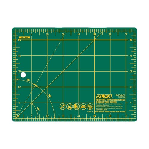 OLFA 6x8" Self-Healing Rotary Cutting Mat (RM-6x8) - Double-Sided, Green