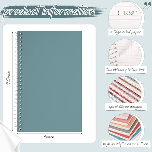 Teling 6 Pcs 2 Subject Notebook Small Spiral Notebook College Ruled 9-1/2 x 6 Inch Spiral Journal 100 Sheets Assorted Colors Easy Tear Line for Office Operation Christmas Items Bulk (Pastel Color) - color: Pastel Color