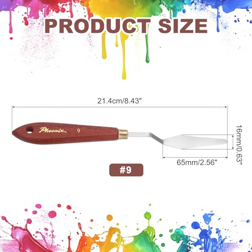 MECCANIXITY Pack of 1 Palette Knife No.9, 8.4" Long Palette Knives with Stainless Steel Flexible Spatula Pallet Knife and Wood Handle for Scraping, Mixing, Oil Acrylic Painting Canvas - style: No.9