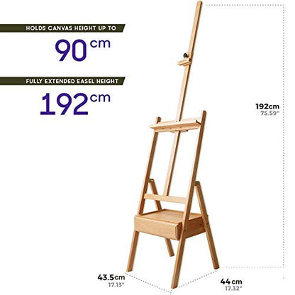 Mont Marte Signature Box Floor Easel, Beech Wood 43.5 x 44 x 150 cm (LxWxH), 17.13 x 17.32 x 59.1" - color: Floor Box Easels