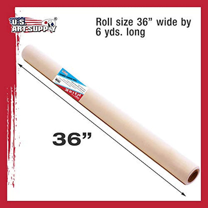 U.S. Art Supply 12-Ounce Triple Primed Gesso 36" Wide x 18' Long (6 Yards), 100% Cotton, Acid-Free - Unstretched Canvas Rolls for Painting, Oil & Acrylic, Murals - Cut to Frame Size - size: 36-Inch-x-6-Yards