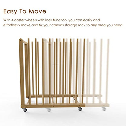 Art Storage Rack, Art Canvas Storage, Canvas Boards Rack Art Storage with Handle & Caster Wheels for Drawing Board, Panel, Paper Pad for Art Studios, Artworks, Gallery - size: 16"D x 29.5"W x 30"H