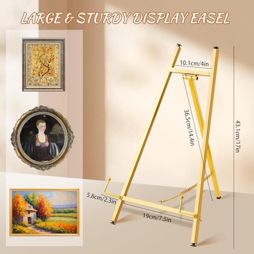 2 Pack Metal Easel Stand 16.5" H x 8.7" W x 4.3" D Table Top Easel Stand for Display Tripod Art Picture Mirror Modern Plate Holder for Display Photo, Book, Wedding Sign, Menu Board, Canvas