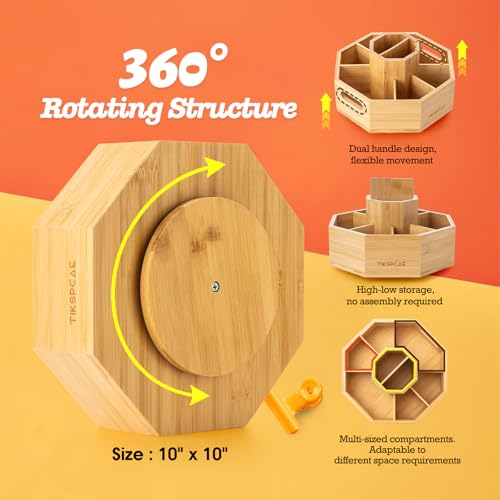 360° Rotating Art Supply Organizer, Holds 750+ Pencils, Bamboo Marker & Pen Holder with Handles, Desk Storage Caddy for Paint Brushes, Crayons, Ideal for Office, Home, Classroom