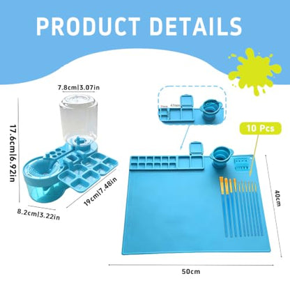 Art Station Set Brush Cleaner and Silicone Craftie Paint Mats - color: Blue
