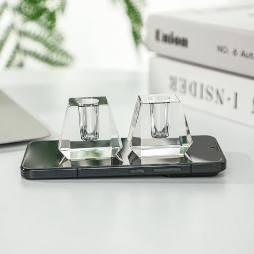 2-Pack Crystal Single Pen Holder for Desk, 1.8" Fancy Fountain Pen Stand - style: Trapezoid