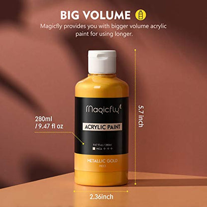 Magicfly Acrylic Paint, 14 Vibrant Colors (280ml/9.47oz) Acrylic Paint Set