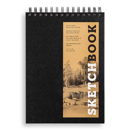 Sketchbook 7 x 10" Fliptop Landscape Black Spiral Hardcover Mixed Media Sketchbook for Drawing: Acid-Free Quality Paper (128 pages) (Union Square & Co. Sketchbooks)
