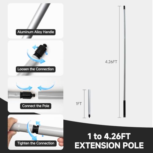 Paint Roller Kit with Extension Pole - 6 Pieces Set with 9" Paint Roller, 2" Paint Brush, 51" Adjustable Extension Pole, 11" Sturdy Paint Tray - Complete Painting Tool Set - size: 9 Inch with Extension Pole