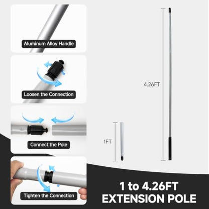Paint Roller Kit with Extension Pole - 6 Pieces Set with 9" Paint Roller, 2" Paint Brush, 51" Adjustable Extension Pole, 11" Sturdy Paint Tray - Complete Painting Tool Set - size: 9 Inch with Extension Pole