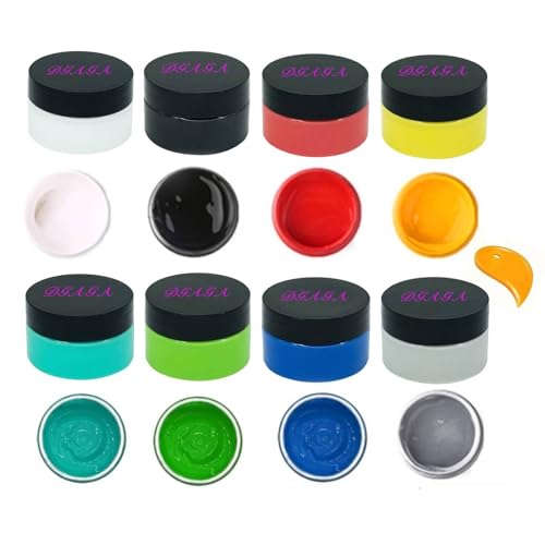 DGAGA Stencil Chalk Paste Paint Kit, 8 Bottles Screen Printing Ink Set Stencils for Painting on Wood, DIY Home Decor, Canvas, Glass, Chalkboard Crafts, Art Supplies - color: 8 Colors