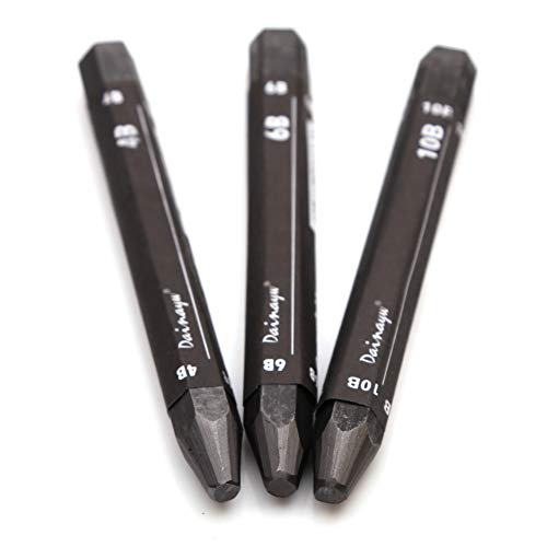 Graphite Stick Set - Water Soluble - 4B 6B 10B, Art Drawing Supplies for Sketch & Shading Pencils, Artist Sketching - 3 Pcs