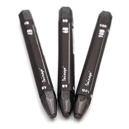 Graphite Stick Set - Water Soluble - 4B 6B 10B, Art Drawing Supplies for Sketch & Shading Pencils, Artist Sketching - 3 Pcs