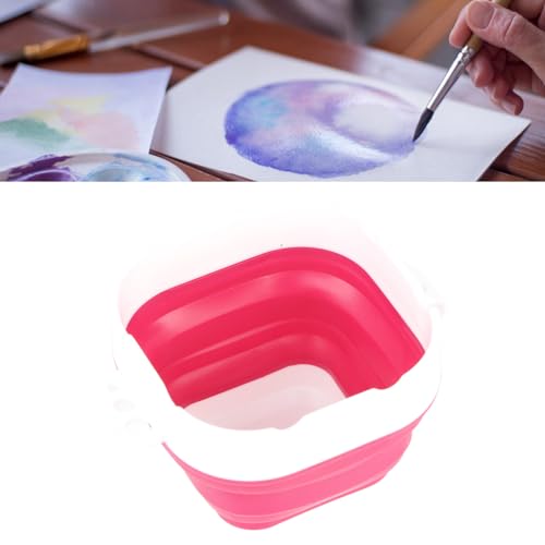 Paint Brush Washer,Collapsible Portable Silicone Paint Brush Washing Bucket Painting Brush Cleaning Water Cup Paint Brush Basin Cleaner for Acrylic Watercolor Painting (Red) - color: Red