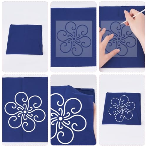 FREEBLOSS 4pcs Acrylic Sashiko Stencil Kit Plastic Sashiko Stencil Cherry Blossoms Sashiko Pattern Template Acrylic Embroidery Tool Geometric Sashiko Pattern Template Drawing Line 4.7 * 4.7inch - style: Japanese