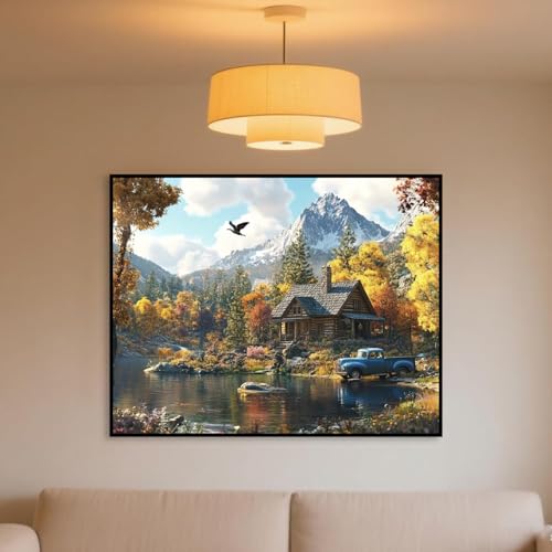 Countryside Diamond Art Kits for Adults, Diamond Painting Kits for Adults for Beginners, DIY Water Wheel Diamond Dots Art Kits, 5D Full Round Drill Gem Art Painting Kits for Home Wall Decor 12x16in - color: Countryside
