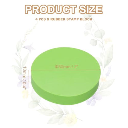 PATIKIL 4Pcs 2" Rubber Carving Blocks, Soft Linoleum Art Carving Block Round Crafts Stamp Making for Printmaking Stamps Carving Supplies, Green - color: Green