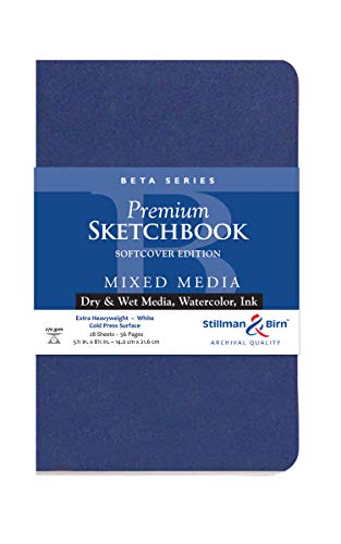 Stillman & Birn Beta Series Softcover Sketchbook, 5.5" x 8.5", 270 gsm (Extra Heavyweight), White Paper, Cold Press Surface - size: 5.5" x 8.5" 270 gsm (Extra Heavyweight)