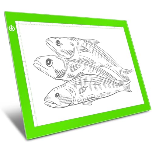 Green A4 Dimmable LED Artcraft Light Box Tracer Slim Light Pad Portable Tablet, USB Power Cable Copy Drawing Board Tracing Table for Artists Designing, Animation, Sketching, Stenciling X-ray Viewing - color: Green, size: A4 Light Pad