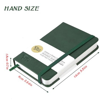 Mix Media Pad,3.5"x5.5" Small Hardcover Leather Art Sketchbook,60 Sheets(112lb/180gsm) Heavyweight Acid Free Artistic Painting Drawing Sketching Paper, Handy Pocket Journal Sketchbook.Blackish Green - color: 180gsm-blackish green
