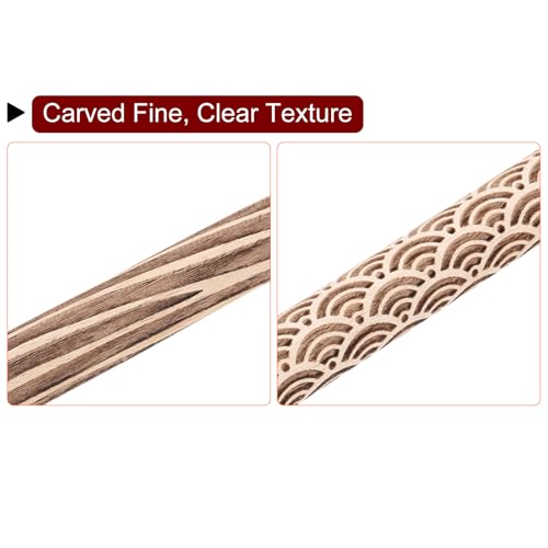 HARFINGTON 2pcs Wood Clay Roller 4"Water Wave Wood Grain Texture Pattern Rolling Pins Pottery Tools Rollers for Clay Baking Dough Playdough DIY - style: Water Wave + Wood Grain