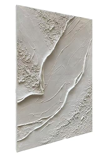 NANKAI Art Hand-Drawn 45x30 inch White Textured Art Oil Painting in Modern Large Abstract Style, Suitable as a Home Office Wall Decoration - color: Nkhb366