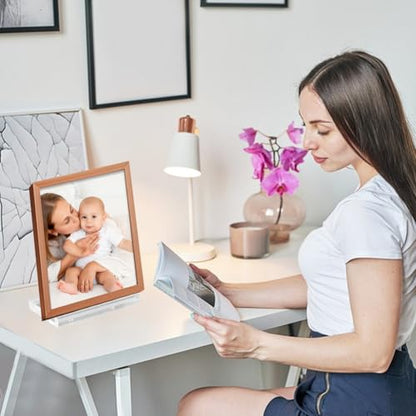 Acrylic Plate Stand with 2 Wooden Clips, Tabletop Art Display Stand, Clear Picture Stand for Book, Plate, Picture, Frame(COLOR:Clear)