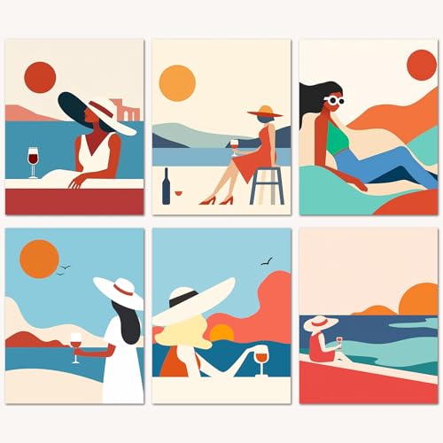 Bougimal 6 Pack Paint by Numbers Kit for Beginners, 11" W x 14" L Fashion DIY Acrylic Paint Set on Canvas Without Frame in Box, Kids Paint by Numbers Kits for Home Decor & Birthday Gift - color: Fashion, size: 11" W x 14"L