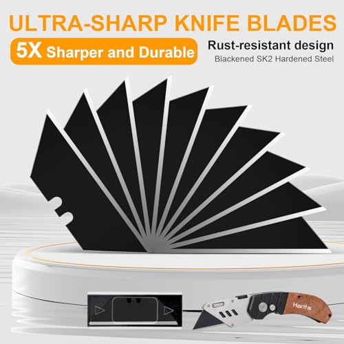 Harita Utility Knife Blades, Box Cutter Blades, Razor Blades with Blackened SK-2 High Carbon Steel, Roof Blades, Rust-Resistent, Extra Durable and Sharp, Standard Size, 10pcs/box easy carrying 30 pcs - color: Black, size: 30 Pack
