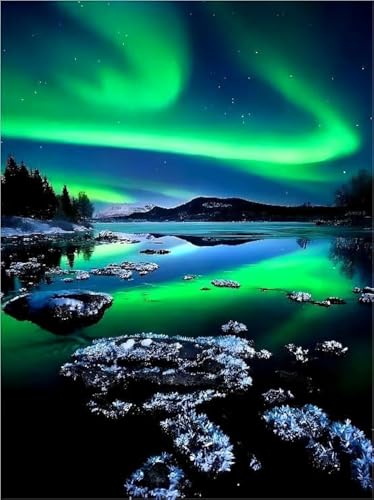 Yunnuo Aurora Diamond Art Kits for Adults, 5D Full Drill Diamond Painting, Northern Lights, DIY Gem Art, 12x16 Inch, Home Wall Decor and Gifts - color: C002-Aurora 30x40cm
