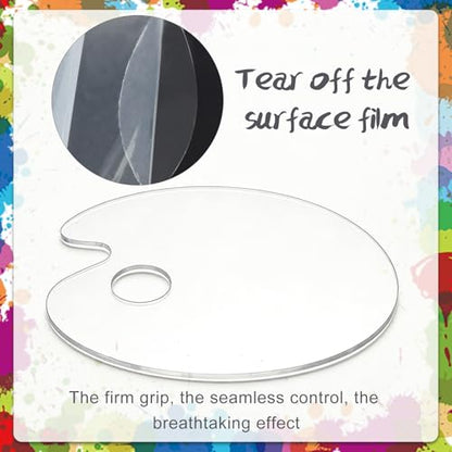 2Pcs Acrylic Clear Paint Palette with Thumb Hole,11.8 x 7.9+9.8 x 5.9In | Paint Pallet for Adults,Easy Clean Non-Stick Artist Pallet for Oil Watercolor Craft DIY Art Painting Palette - color: Clear-11.8*7.9+9.8*5.9inch