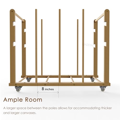Art Storage Rack, Art Canvas Storage, Art Drying Rack, Canvas Boards Rack Art Storage with Handle & Caster Wheels for Drawing Board, Panel, Paper Pad for Art Studios, Artworks, Gallery - size: 18"D x 39.5"W x 32.5"H