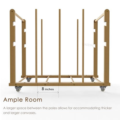 Art Storage Rack, Art Canvas Storage, Art Drying Rack, Canvas Boards Rack Art Storage with Handle & Caster Wheels for Drawing Board, Panel, Paper Pad for Art Studios, Artworks, Gallery - size: 18"D x 39.5"W x 32.5"H